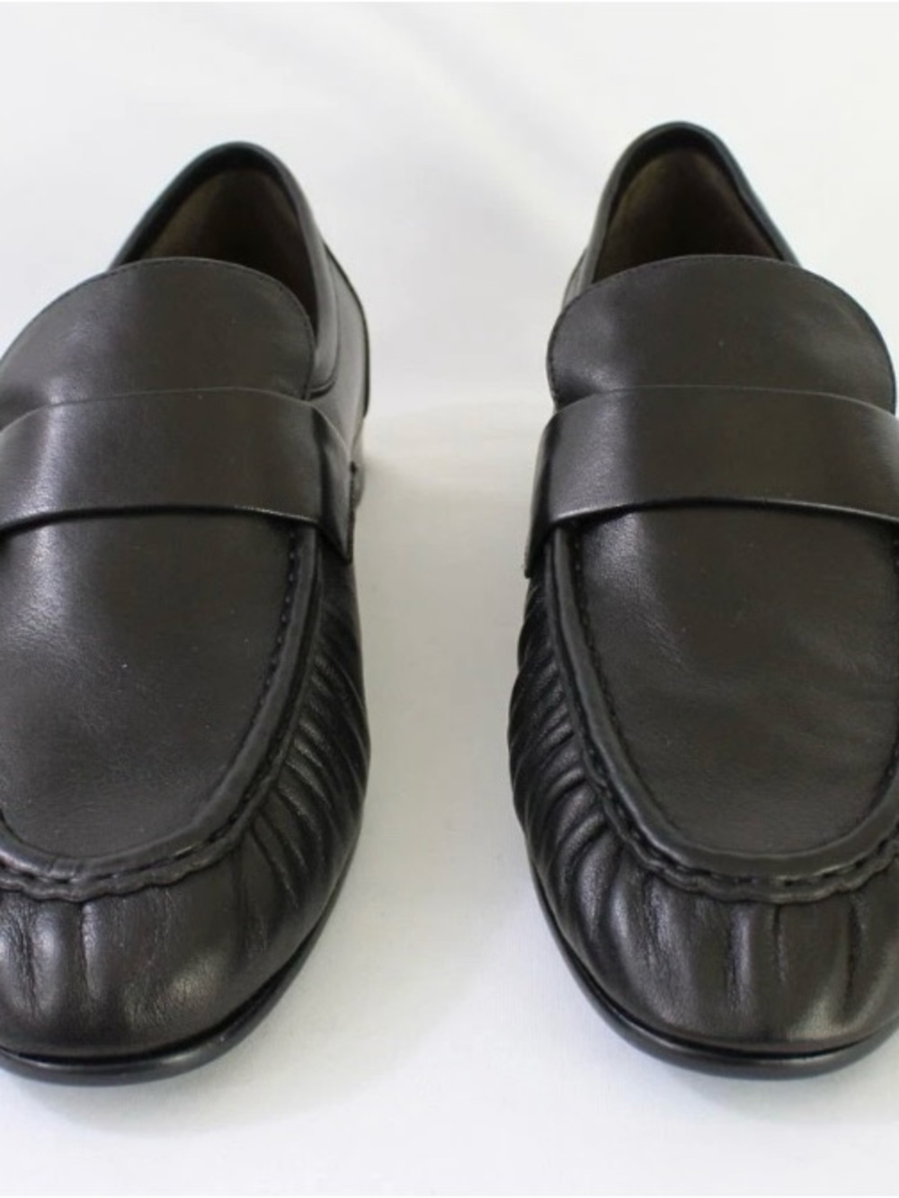 Eix Gnod NIB Black Minimalist Pleated Leather Loafer Flat Shoe 38 8